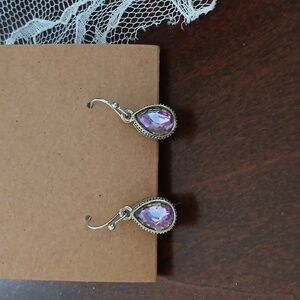 Pink gemstone teardrop earrings